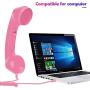 Cell Phone Handset, Retro Telephone Handset 3.5 mm Wired Anti Radiation Noise Reduction Receivers for iPhone, Android Mobile Phones, Smartphone (Pink)