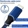WUYA iPhone Charger, MFi Certified Lightning Cable 5 Pack (3/3/6/6/10FT) Nylon Woven with Metal Connector Compatible iPhone Xs Max/X/8/7/Plus/6S/6/SE/5S iPad - Black&Blue