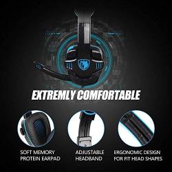 Stereo Gaming Headphone, SADES SA708GT Headset Earphone with Microphone (Black/Blue)