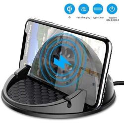 WIFORT Car Mount Wireless Charger, 7.5W/10W QC 3.0 Qi Fast Charging Car Dashboard Mount, Anti-Slip Phone Holder for iPhone 11/11 Pro/ 11 Pro Max/Xs Max/Xs/XR/X/8+/8/SE 2020, Samsung S10+/S10/S9+/S9
