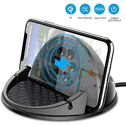 WIFORT Car Mount Wireless Charger, 7.5W/10W QC 3.0 Qi Fast Charging Car Dashboard Mount, Anti-Slip Phone Holder for iPhone 11/11 Pro/ 11 Pro Max/Xs Max/Xs/XR/X/8+/8/SE 2020, Samsung S10+/S10/S9+/S9