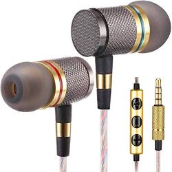 Betron YSM1000 Earphones with Microphone and Volume Control, Noise Isolating in-Ear Headphones, Strong Bass, Compatible with iPhone, iPad, iPod and Macbooks, Gold and Black