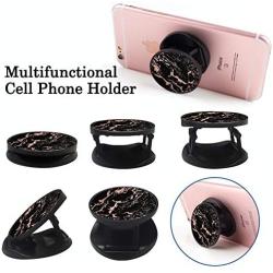 Black Marble Phone Finger Foldable Expanding Stand Holder Kickstand Hand Grip Car Mount Hooks Widely Compatible with Almost All Phones/Cases