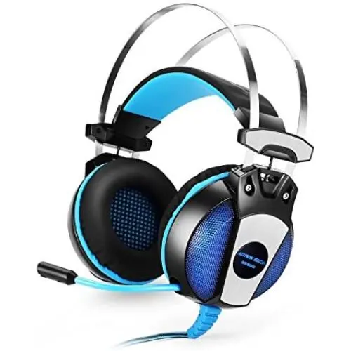 Gaming Headset for PS4,3.5mm Game Headphone Earphone Headband with Mic Stereo Bass LED Light for Xbox One Laptop Mobile Phones KOTION Each GS500 (Black Blue)