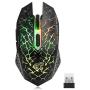 Q8 Wireless Gaming Computer Mouse, 2.4GHz USB Optical Rechargeable Ergonomic LED Wireless Silent Mouse, 3 Adjustable DPI, 6 Buttons, Compatible with PC, Laptop, Notebook, Desktop (Black)