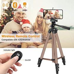 Phone Tripod with Wireless Remote, Eocean 50-inch Universal Tripod for Cellphone, Gopro and Camera with Universal Clip, Compatible with iPhone 11 Max Pro/Galaxy Note 9/S9/Google (Brown)