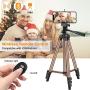 Phone Tripod with Wireless Remote, Eocean 50-inch Universal Tripod for Cellphone, Gopro and Camera with Universal Clip, Compatible with iPhone 11 Max Pro/Galaxy Note 9/S9/Google (Brown)