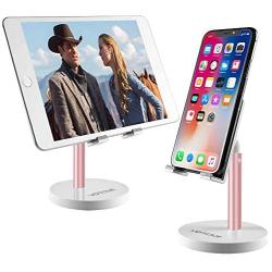 Cell Phone Stand Desktop Phone Stand Adjustable Sturdy Aluminum Metal Phone Holder Cradle Dock, Compatible with Phone 11 Pro Xs Max Xr X 8, iPad, Kindle, Tablet (Rose Gold)