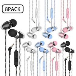 MUNSKT Color Headphones Heavy bass Earphone in Ear Headphones Headphones with Microphone Mobile Phone Earphone Wired Earphone 3.5mm Headphones (Mixed Color 8pack)