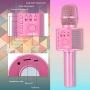 BONAOK Wireless Bluetooth Karaoke Microphone,3-in-1 Portable Handheld Karaoke Mic Speaker Machine Christmas Birthday Home Party for Android/iPhone/PC or All Smartphone(Q37 Light Pink)