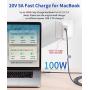 USB C to USB C Fast Charging Cable 100W 10ft, JSAUX 5A USB Type C Cable Compatible with MacBook Pro 2019 2018, iPad Pro 2019 2018, Samsung Galaxy S20 S20+ S20 Ultra Note 10 Plus A80, Pixel 3/3a/2-Grey