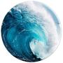 Blue Ocean Waves Sunny Beach Design On Black PopSockets Grip and Stand for Phones and Tablets