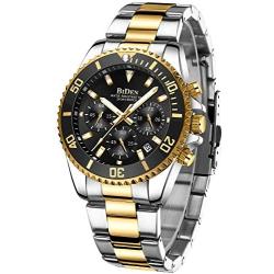 Mens Watches Chronograph Stainless Steel Waterproof Date Analog Quartz Fashion Business Wrist Watches for Men