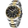Mens Watches Chronograph Stainless Steel Waterproof Date Analog Quartz Fashion Business Wrist Watches for Men