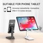 Adjustable Cell Phone Stand, Foldable Portable Phone Holder Cradle Dock for Desk Adjustable Height Angle Phone Holder Desktop iPad Stand, Compatible with Smartphone/iPad/Kindle (White)