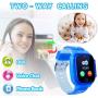 Kids Waterproof Smartwatch Phone Girls Boys with LBS Tracker Two-Way Call SOS 1.44" HD Touch Screen Camera Voice Chat Game Flashlight Alarm Clock Cellphone Wrist Gizmo Watch Toys Gifts (Crystal Blue)