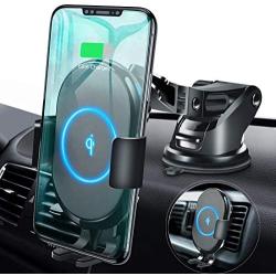 ABLEGRID Wireless Car Charger Mount, Automatic Clamping 10W/7.5W Qi Fast Charging 5W Car Mount Holder Dashboard Compatible with iPhone Xs/Xs Max/XR/X/8/8 Plus,Galaxy S10/S10+/S9/S9+/S8/S8+/Note 9/Note