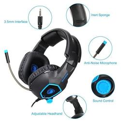 SADES Gaming Headset for Xbox One, PS4, Nintendo Switch, Bass Surround Sound Over-Ear 3.5mm Stereo Wired Headphones with Flexible Mic and Volume Control for Laptop PC  Smartphones