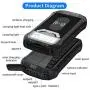 Solar Charger, 26800mAh Portable Power Bank Qi Wireless Battery Panel Charger with 4 Outputs & Dual Inputs Type-C, Waterproof External Backup Battery Pack with 18 LEDs Flashlight for Phones