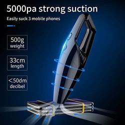 helloleiboo Car Vacuum Cleaner 5000Pa High Power Handheld Vacuum Cordless Portable Vacuum for Detailing and Car Interior Cleaning