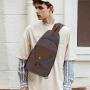 Canvas Sling Bag Small Crossbody Backpack Shoulder Casual Daypack Rucksack for Men Women Outdoor Cycling Hiking Travel