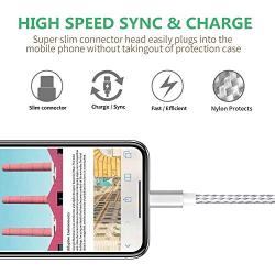 NICEFUSE for iPhone Charger Cable 4 Pack[3/6/6/10FT] Nylon Braided Cable Durable Data Cord Fast Charging & Syncing iPhone Charger Compatible with iPhone 7/7P/8/8P/X/Xs Max/XR/11/SE/iPad（Silver）