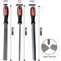 LK-World 8" Wood Rasp File Set with Rubber Grip - Includes Hand Cut Round, Half-Round, and Flat Rasp File Kit - Curved and Flat Tools(3 Pcs) The Color of Packing Bag is Random