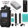 Zoom H4n PRO 4-Channel Handy Recorder Bundle with Movo Omnidirectional & Cardioid XLR Lavalier Microphones + Remote Control (All Black 2020 Version)