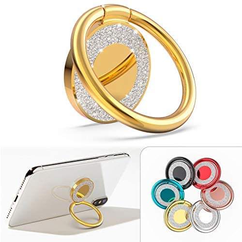 Cell Phone Ring Holder Stand, Allengel 360 Rotation Bling Metal Finger Phone Ring Grip Kickstand for Strongly Magnetic Car Mount Compatible with iPhone/Samsung/LG/Sony/HTC, Gold