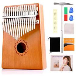 Kalimba 17 Keys, ActFun Thumb Piano with Study Instruction Tuning Hammer, Solid Body Mahogany Finger Piano Musical Instrument Gift for Kids Adult Beginners