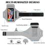 Running Armband with Airpods Bag Cell Phone Armband for iPhone 11/11 Pro/XR/XS/8/7, Water Resistant Sports Phone Holder Case with Touchscreen & Zipper Slot Car Key Holder for 6.5 inches Phone (Grey)