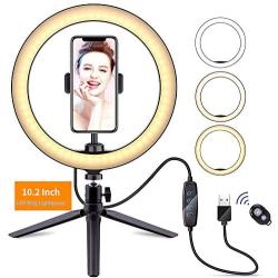 Video Light Dimmable LED Ring Light Ring lamp Photography Light with Phone Clip Holder Tripod Stand for YouTube Makeup Selfie