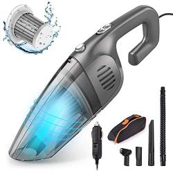 Car Vacuum, E COASTAL 12V 120W 7000PA Corded Wet Dry Hand Vacuum, Cigarette Lighter Portable Handheld Strong Suction Vacuums Cleaner Auto Dust Buster for Car Keyboard Cleaning Kit, Black