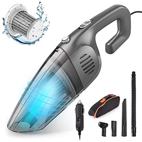 Car Vacuum, E COASTAL 12V 120W 7000PA Corded Wet Dry Hand Vacuum, Cigarette Lighter Portable Handheld Strong Suction Vacuums Cleaner Auto Dust Buster for Car Keyboard Cleaning Kit, Black