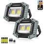 Portable LED Work Light,SONEE Rechargeable COB Work Lamp Waterproof LED Flood Light with Stand Built-in Power Bank Job Light for Indoor Outdoor Lighting (GRAY/2PACK)