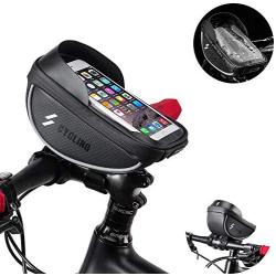 CBRSPORTS Bike Frame Bag Bike Phone Bag Handlebar Bag Phone Mount Pack, Front Top Tube Bag Sensitive Touch Screen Saddle Sun Visor Bag Waterproof Phone Case for Smartphones