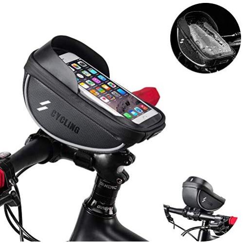 CBRSPORTS Bike Frame Bag Bike Phone Bag Handlebar Bag Phone Mount Pack, Front Top Tube Bag Sensitive Touch Screen Saddle Sun Visor Bag Waterproof Phone Case for Smartphones
