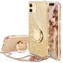 OCYCLONE for iPhone 11 Case, Cute Glitter Sparkle Bling Diamond Rhinestone Bumper with Ring Kickstand Women Girls Soft Gold Protective Phone Case for iPhone 11 [6.1 inch] 2019 - Gold