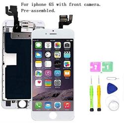 Screen Replacement Compatible with iPhone 6S 4.7 inch Full Assembly - LCD 3D Touch Display Digitizer with Ear Speaker, Sensors and Front Camera, Fit Compatible with All iPhone 6s (White)