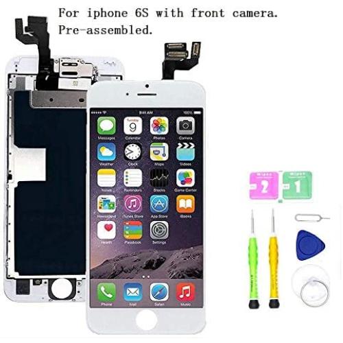 Screen Replacement Compatible with iPhone 6S 4.7 inch Full Assembly - LCD 3D Touch Display Digitizer with Ear Speaker, Sensors and Front Camera, Fit Compatible with All iPhone 6s (White)