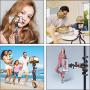 3in1 Smartphone Mobile Cell Phone Selfie Tripod Portable Flexible Mini Travel Camcorder Tabletop Stand Mount Holder for iPhone Samsung Webcam Youtuber Reivewer Vlogging Live Streaming Podcast