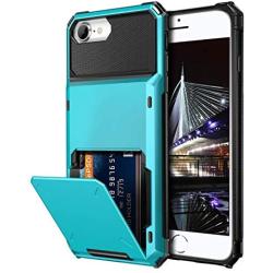 Vofolen Case for iPhone 6s 6 7 8 Case Wallet Credit Card Holder ID Slot Pocket Scratch Resistant Dual Layer Protective Bumper Rugged TPU Rubber Armor Hard Shell Cover for iPhone 6 6s 7 8 Light Blue