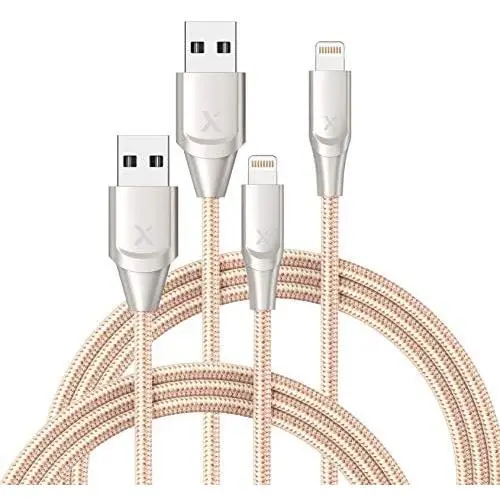 iPhone Charger Xcentz 3ft 2 Pack, Apple MFi Certified Lightning Cable, High-Speed iPhone Charger Cable Durable Braided Charging Cord for iPhone 11/X/XS/XR/XS Max/8/7/7 Plus/6/5s, iPad Mini/Air, Gold iPhone Charger Xcentz 3ft 2 Pack, Apple MFi Certified Lightning Cable, High-Speed iPhone Charger Cable Durable Braided Charging Cord for iPhone 11/X/XS/XR/XS Max/8/7/7 Plus/6/5s, iPad Mini/Air, Gold