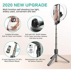 Selfie Ring Light with Tripod Stand & Phone Holder for Live Stream/Makeup, 6.3" Led Camera Ringlight with Hot Shoe Adapter for YouTube, Photography, Tiktok, Compatible with Android Smartphone, Gopro