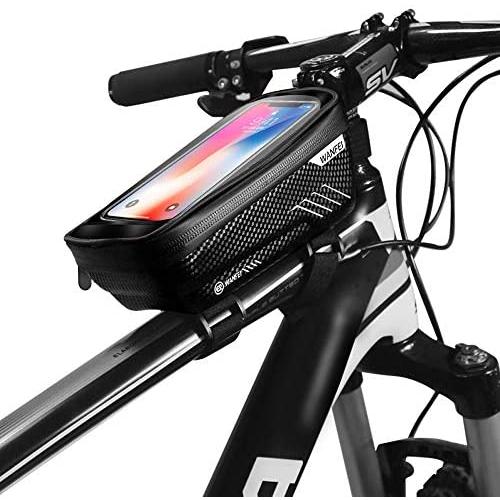 Wanfei Bike Phone Top Tube Bag Bicycle Cell Phone Mount Holder Bag Case with Touch Screen Waterproof Front Frame Storage Bag for Phone Below 6.5 Inch