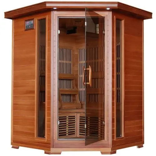 Radiant Saunas BSA1312 3-Person Cedar Corner Infrared Sauna w/ 7 Carbon Heaters Radiant Saunas BSA1312 3-Person Cedar Corner Infrared Sauna w/ 7 Carbon Heaters