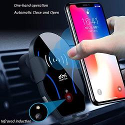 DM Car Phone Mount Air Vent Automatic Clamping Cell Phone Holder for Car Wireless Charger Compatible with iPhone Xs Max/XR/XS/X/8 Plus Samsung Galaxy S9/S8/S7/S6 Edge/Note5 & Other Smartphone