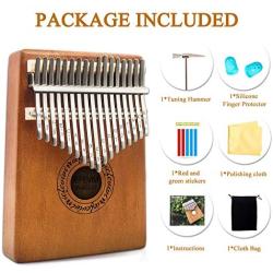 IEFEVIVI Kalimba 17 Key Thumb Piano - Thumb Pianos 17 Keys Mbira Kalimbas Made by Solid Mahogany with Tuning Hammer, Portable Thumb Piano Kalimba for Kids Beginners