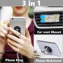 YODSAN 3 in 1 Function, Air Vent Car Phone Mount+Phone Kickstand+Phone Ring, Universal Cell Phone Holder Stand, Car Mount for iPhone,Car Bracket 360 Degree Rotation