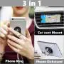 YODSAN 3 in 1 Function, Air Vent Car Phone Mount+Phone Kickstand+Phone Ring, Universal Cell Phone Holder Stand, Car Mount for iPhone,Car Bracket 360 Degree Rotation